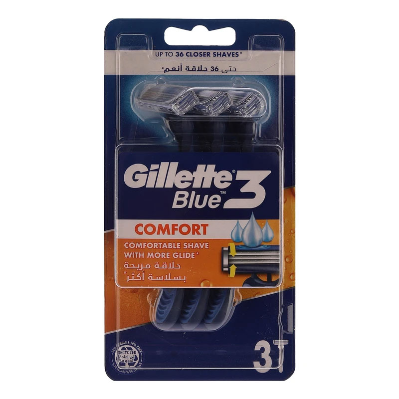 تیغ خود تراش ژیلت بلوتری ۳عددی Gillette Blue3 comfort